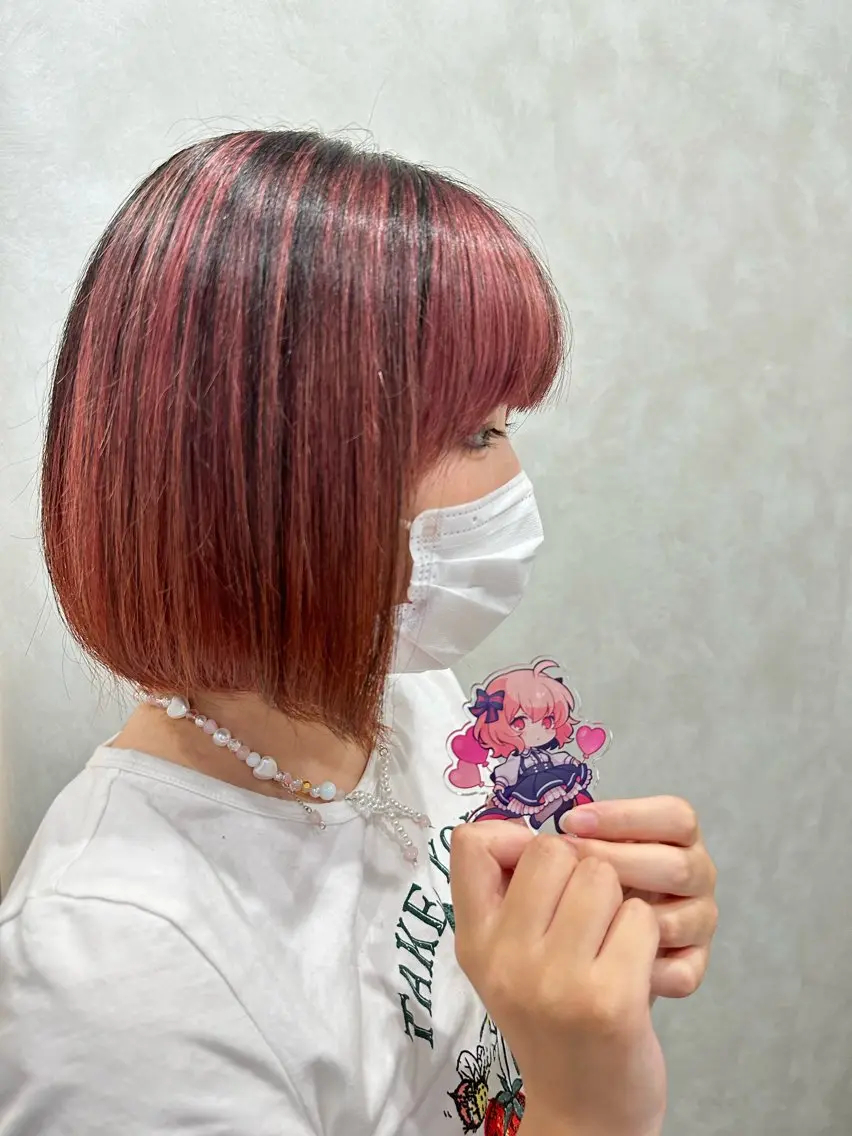 ショート カラー ピンクカラー ウルフカット/デザイ ンカラー/あらげのヘアスタイル