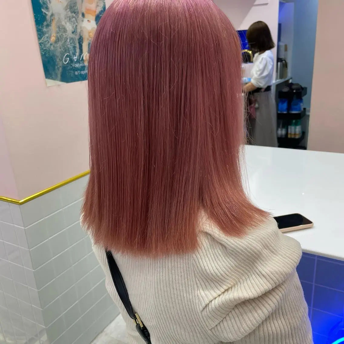 ミディアム カラー ベージュカラー ブリーチ ケアブリーチ ダブルカラー ピンクカラー ヘアカラー トリートメント ヘアセット 🫧tatsuki 🫧“lot 横浜“のヘアスタイル