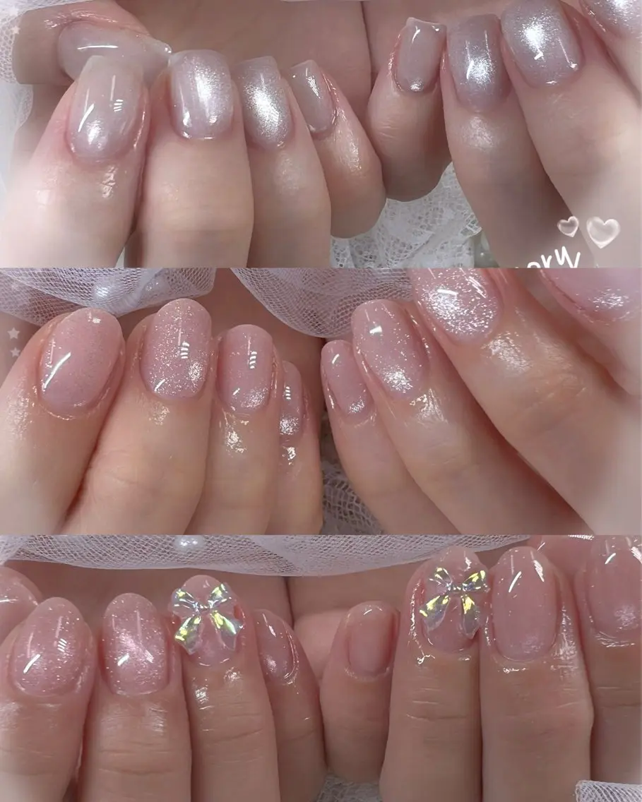 ネイル チークネイル フレンチネイル ガーリー ガラスフレンチ グラデーション ハンドネイル ハンドケア Chill Nailsalonのネイルデザイン