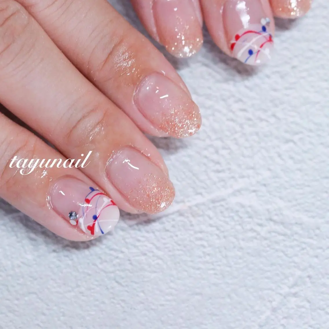 ネイル アートネイル ジェルネイル 氷ネイル・うるうるネイル パラジェル 夏ネイル ネイルサロン 【たゆnail】のネイルデザイン