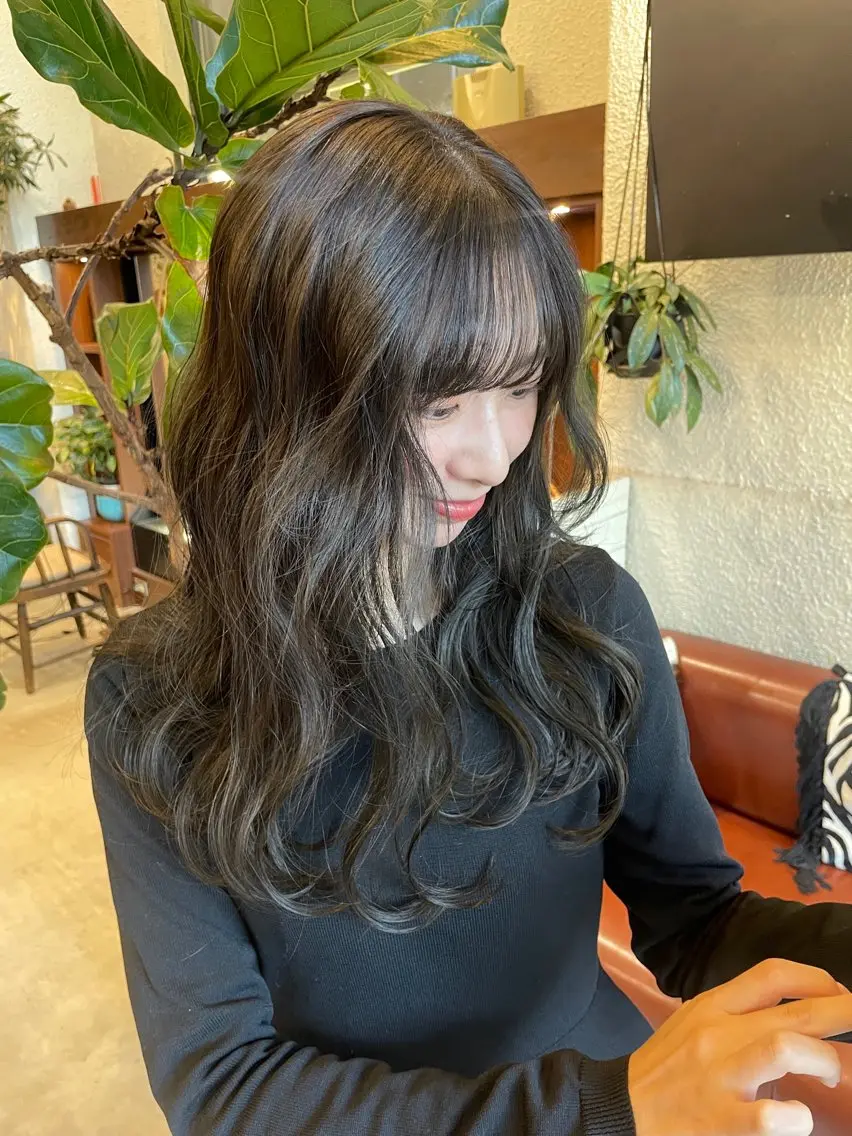 ロング カラー 透明感カラー オリーブカラー miyabu momokaのマツエク・マツパデザイン
