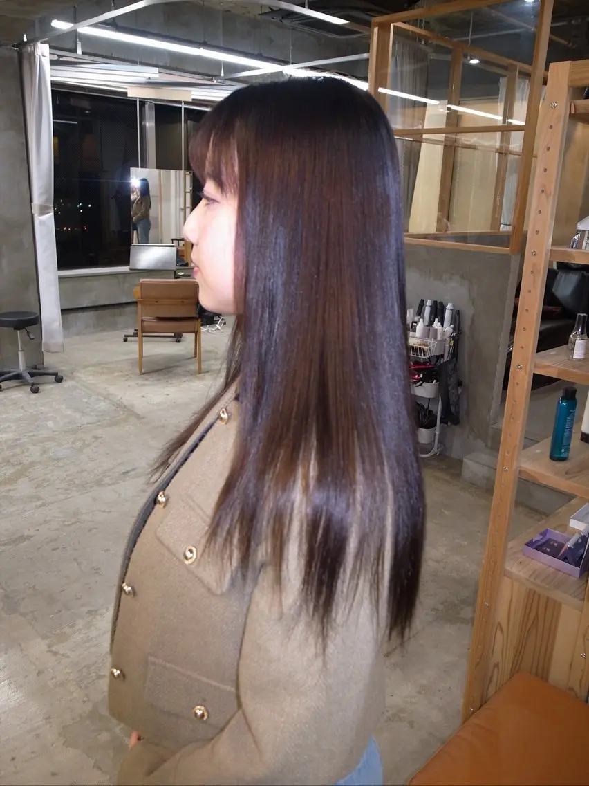 ロング パーマ 縮毛矯正 湯浅 美玖のヘアスタイル