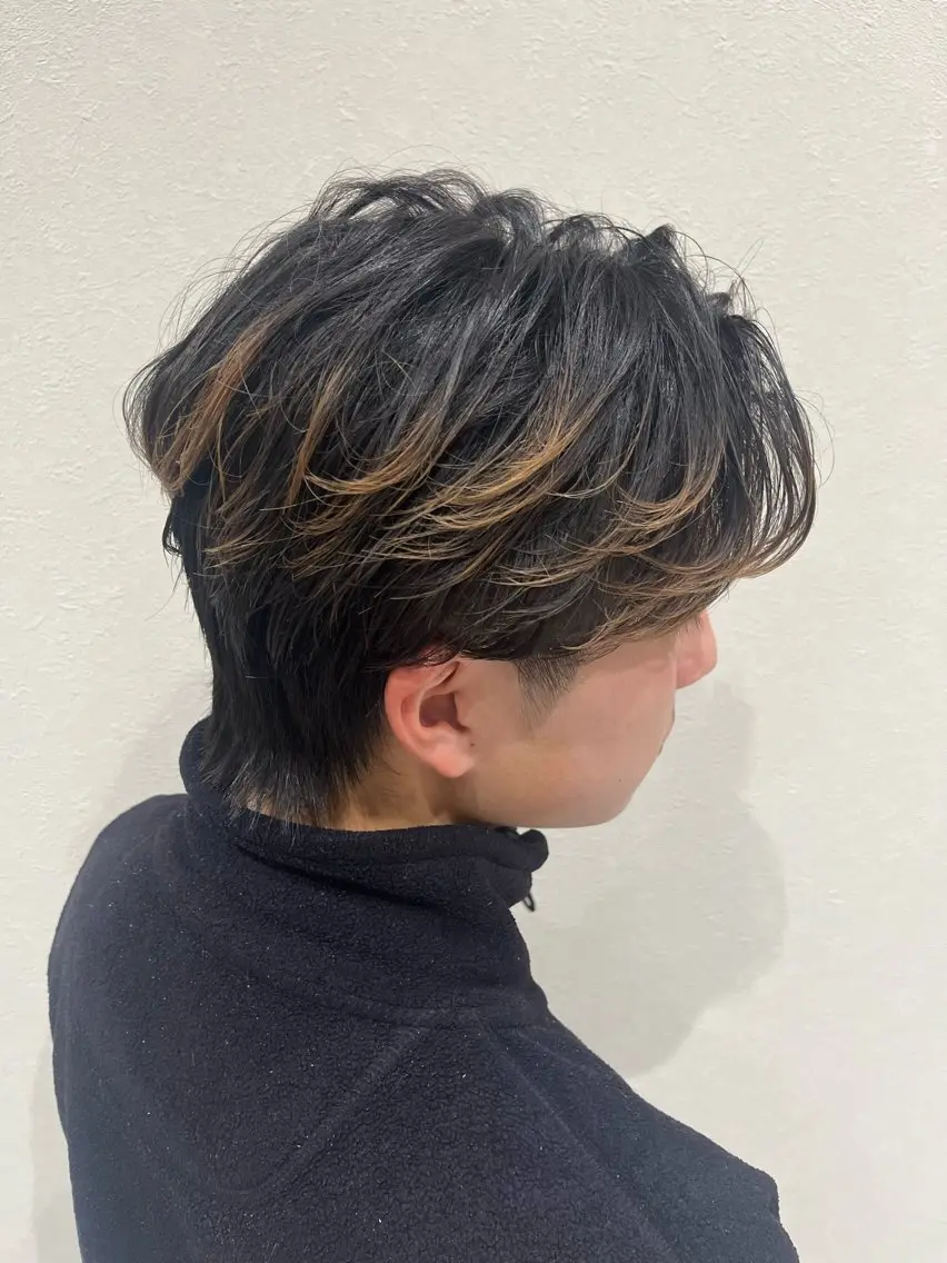 カラー メンズ センターパート 刈り上げ メンズウルフカット ウルフカット Ken 曲がる縮毛矯正/韓国のヘアスタイル
