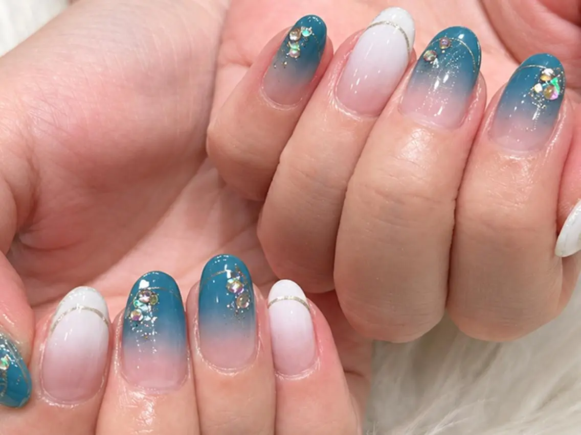ネイル グリーン ハンドネイル Kanai Harukaのネイルデザイン