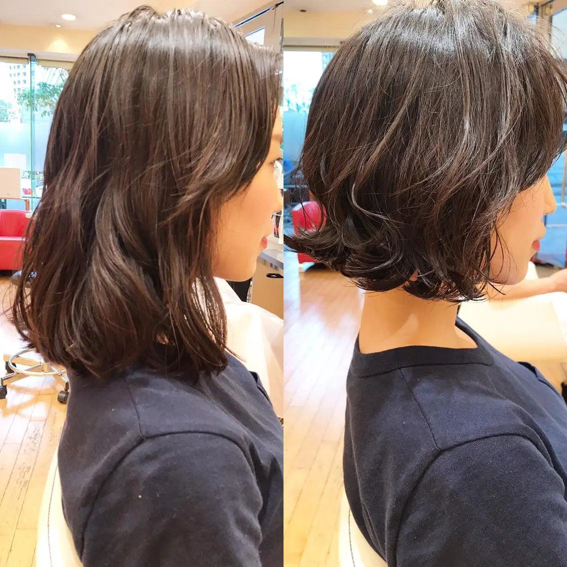 ミディアム パーマ ボブ 外ハネヘア タジマ ヤスヒサのヘアスタイル
