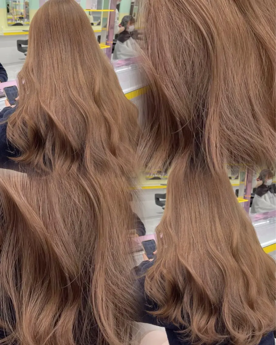 ロング カラー ヘアカラー 🧸レイヤー× ベージュ🥯カホ🍯のヘアスタイル