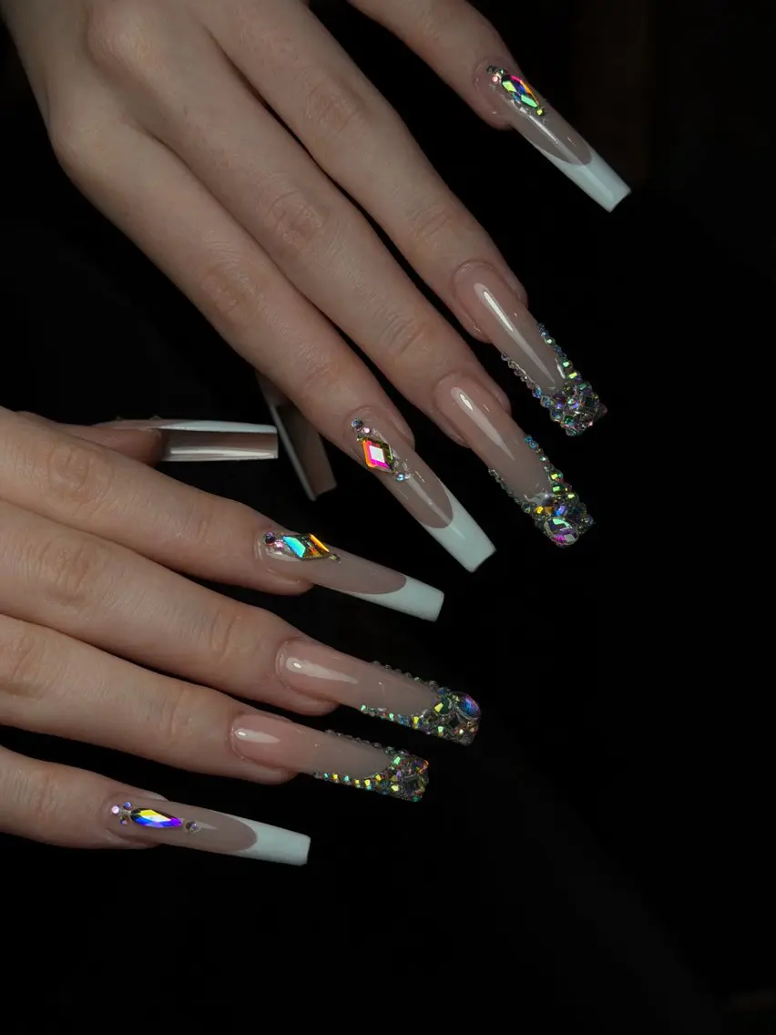 ネイル ジェルネイル キラキラネイル 韓国ネイル レース ロングネイル ハンドネイル CoMo Nailのネイルデザイン