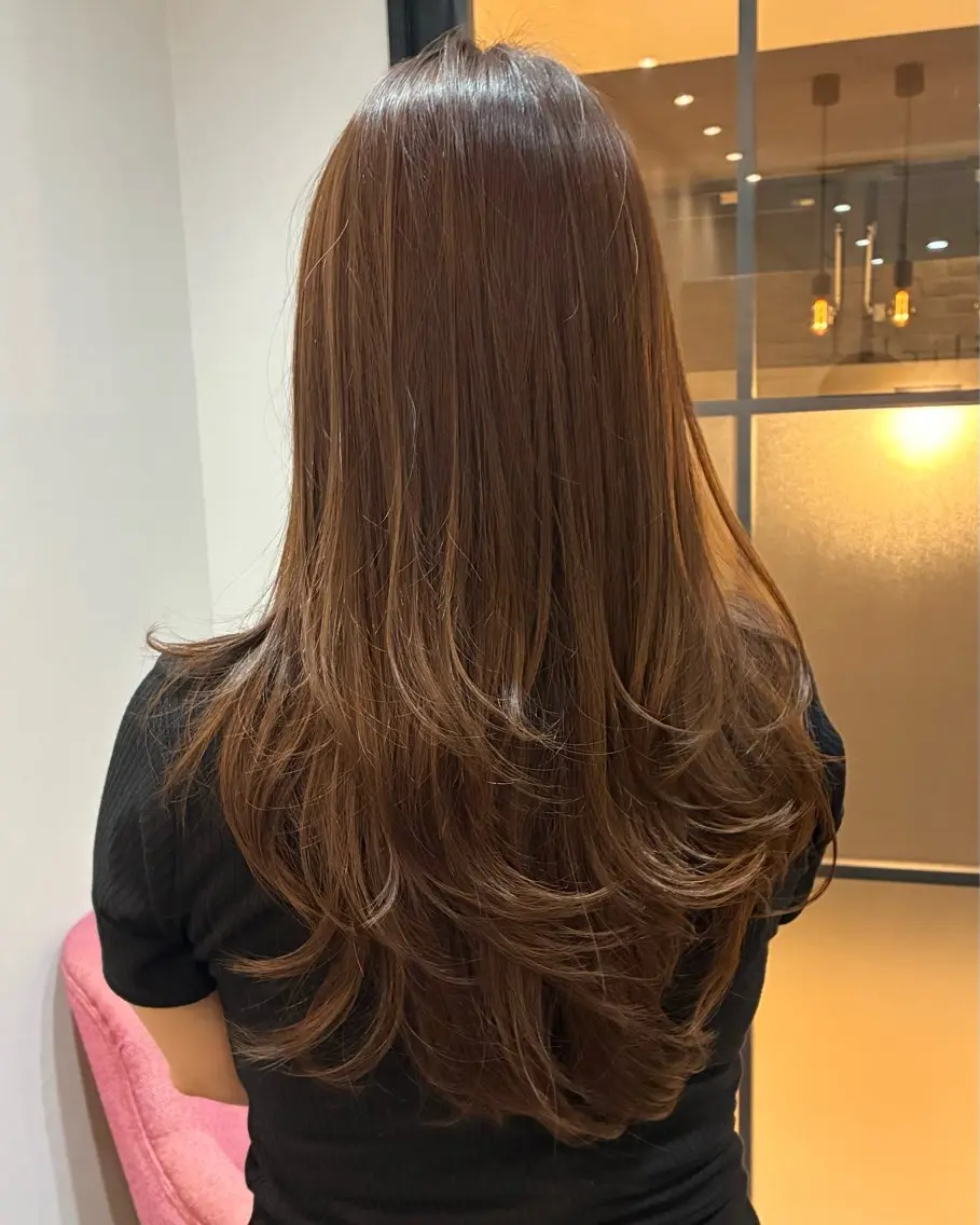 ロング レイヤーカット カット ヘアカラー 柴田真衣 /ナチュラル/半個室のヘアスタイル