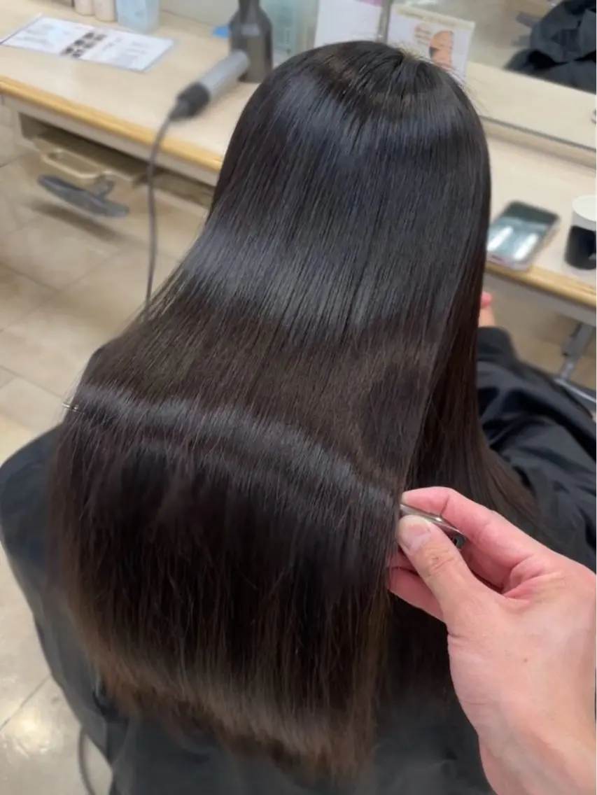 ロング シャドウパーマ／骨格 矯正カット　トモキのヘアスタイル