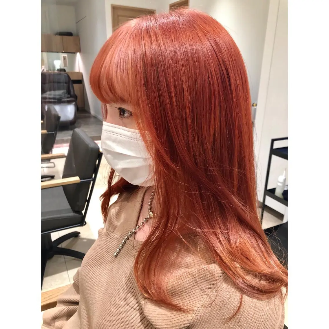 ミディアム カラー ブリーチ ケアブリーチ オレンジ ピンクカラー 推しカラー✨ オタク美容師ユウカのヘアスタイル
