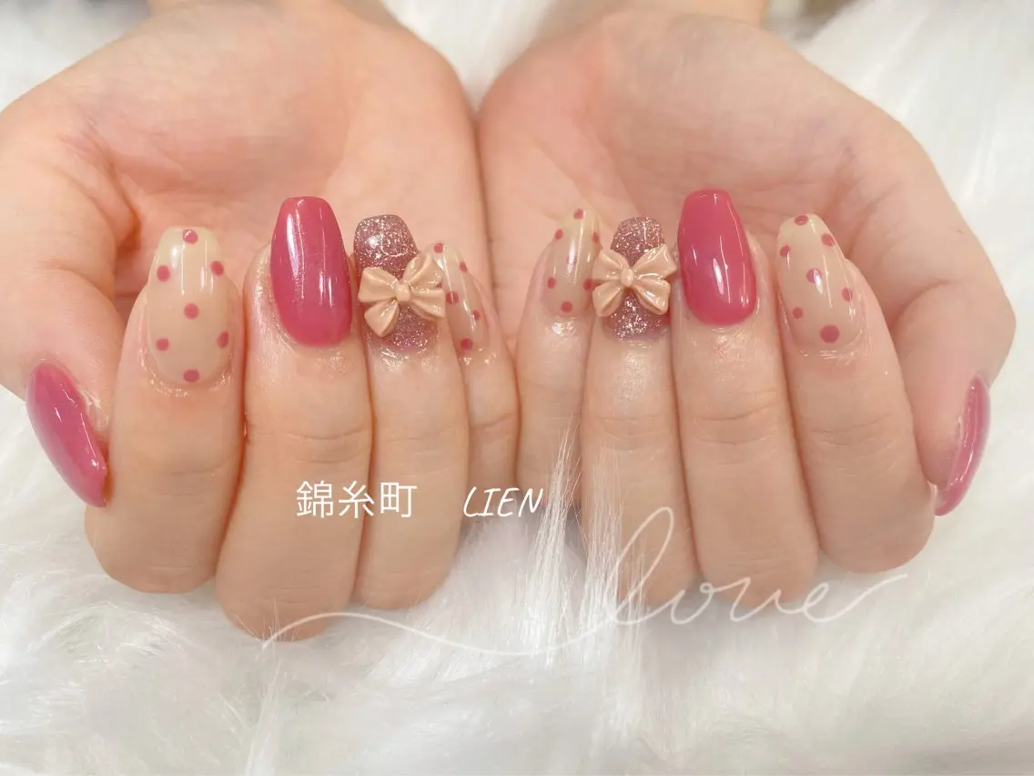 ネイル リボン ハンドネイル Lien  _リエン リエンのネイルデザイン