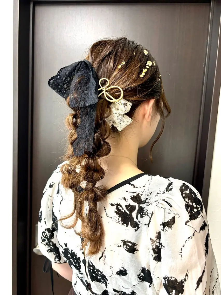 ヘアアレンジ ポニーテール ヘアセット 内田 遥香のヘアスタイル