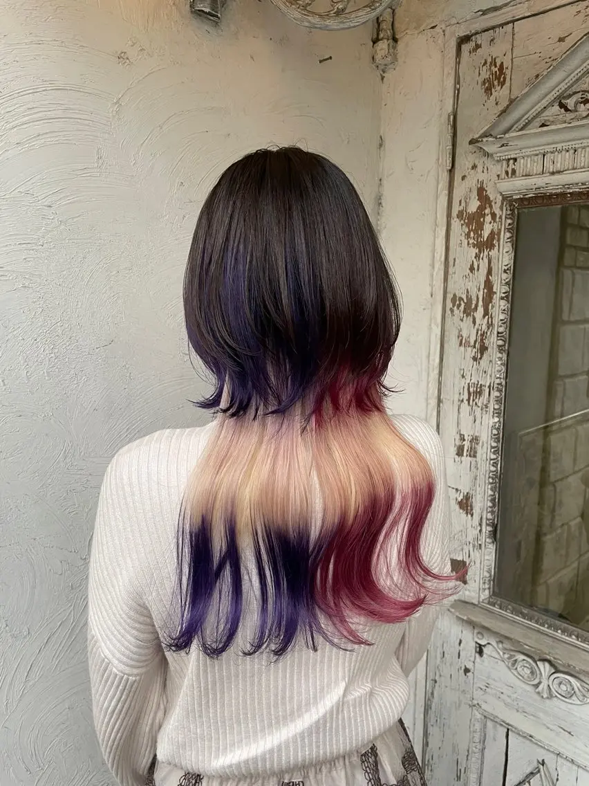 ロング カラー ベージュカラー ブリーチ 透明感カラー デザインカラー ダブルカラー ヘアカラー トリートメント ブリーチ/レイヤー 💙ayame💙のヘアスタイル