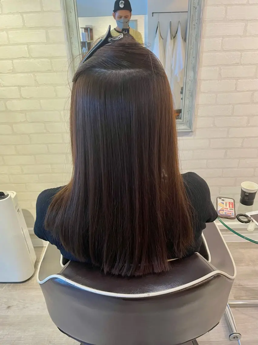 ロング パーマ 縮毛矯正 カット 縮毛矯正 清水 彬允のヘアスタイル