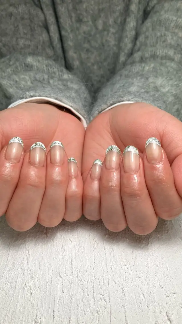 ネイル フレンチネイル ガラスフレンチ 自宅サロンBloom 橋本のネイルデザイン