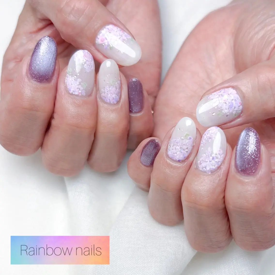 ネイル ハンドネイル Rainbow nailsくろちゃんのネイルデザイン