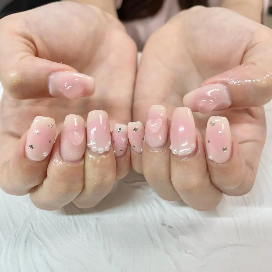 ネイル チークネイル ハート 🎀AYAKO 🎀中韓ネイルのネイルデザイン