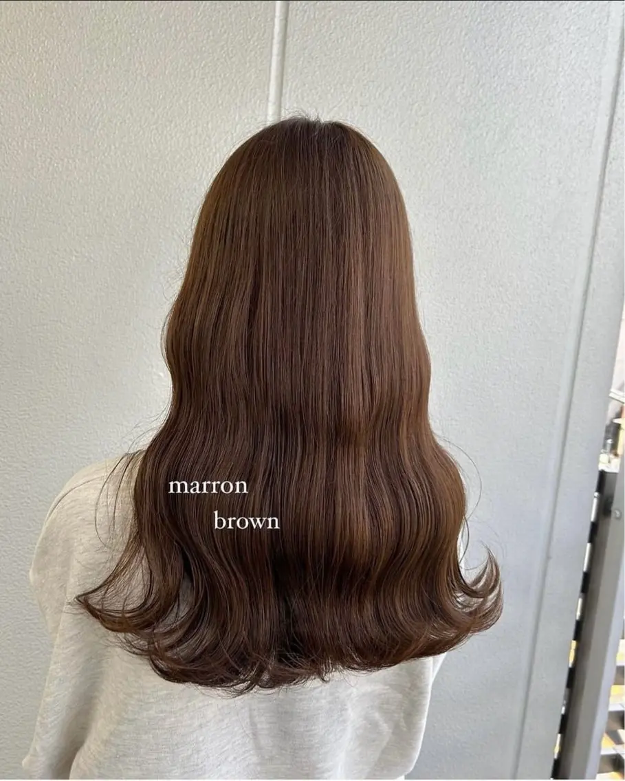 セミロング カラー ヘアアレンジ ブラウンカラー マロンブラウン 《暖色/韓国hair 》🇰🇷桑原ユキネのヘアスタイル