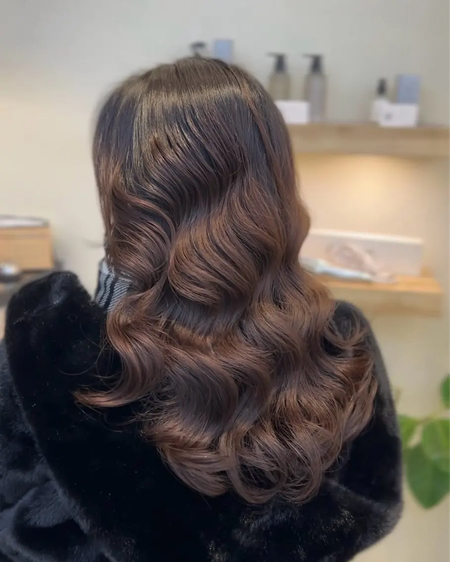 セミロング セミロングパーマ 小顔カット カット パーマ 🌙コテ巻き風パーマ 🌙菜月のヘアスタイル