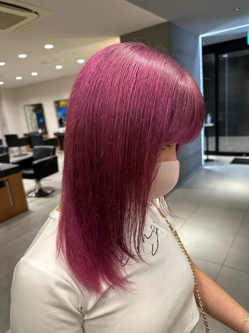 ロング カラー ピンクカラー メンズパーマ特化/ シャドウ/波巻/陸翔のヘアスタイル