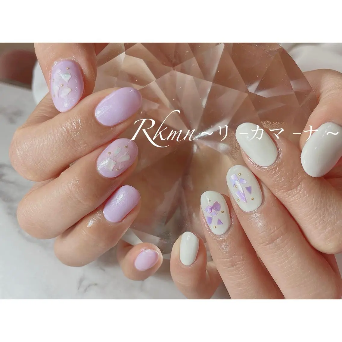 ネイル アートネイル 春ネイル ホワイト ハンドネイル フットネイル ハンドケア Rkmn ~リ-カマ-ナ~のネイルデザイン