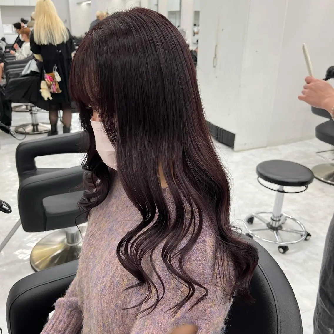 ロング ヘアカラー トリートメント ヘッドスパ ヘアセット 🍒韓国暖色ヘア NO.1🍒🪽のヘアスタイル