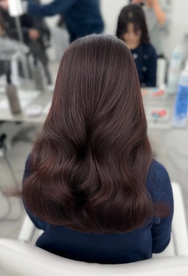 ロング カラー ブラウンカラー ピンクカラー ピンクブラウン カット ヘアカラー トリートメント 韓国ヘア/顔周り ヘアセット/加藤優里のヘアスタイル