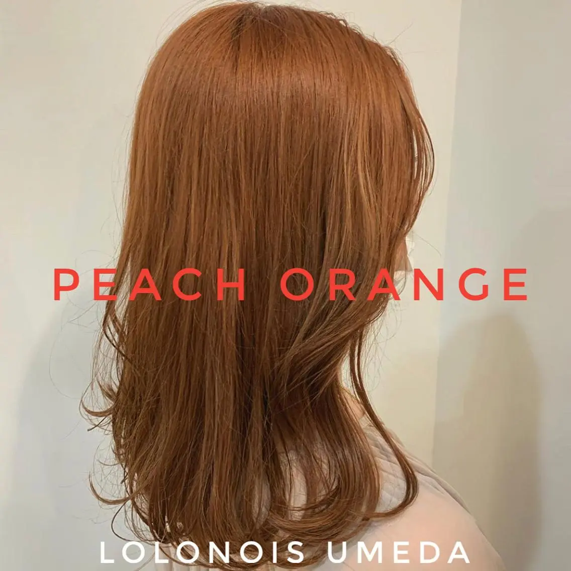 セミロング カラー オレンジ Lolonois梅田 /Okazaki:)のヘアスタイル