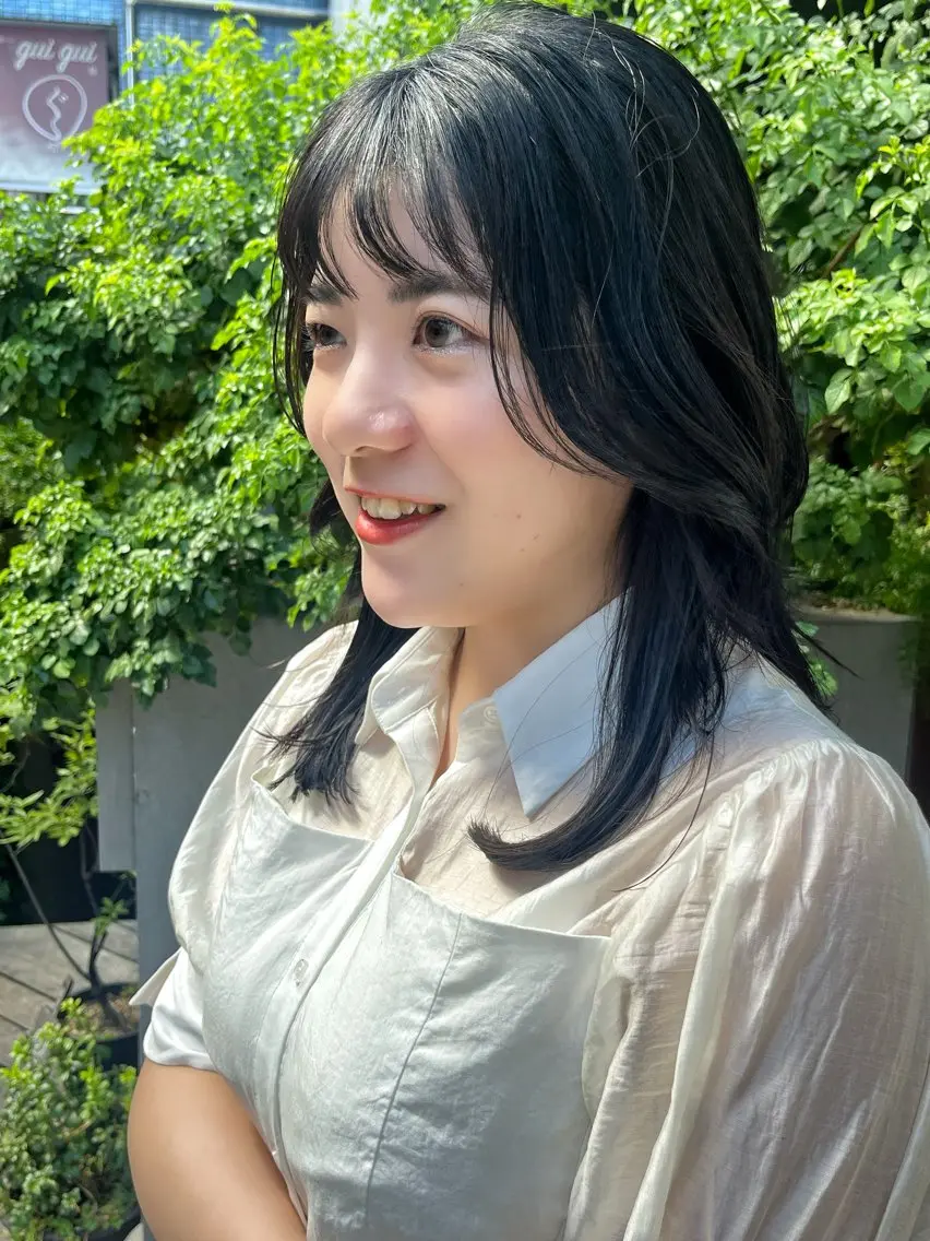 セミロング 韓国風ヘア レイヤーカット ウルフカット 田畑 優希のヘアスタイル