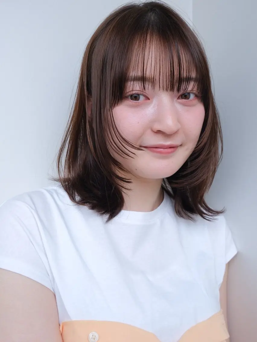ミディアム ミディアムレイヤー レイヤーカット ヘアカラー ボブ/ミディアム 親しみやすさ/さくらのヘアスタイル