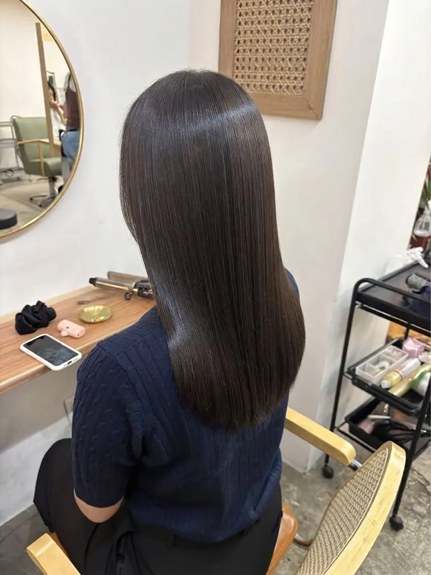 セミロング カラー 顔周りカット レイヤーカット カット ヘアカラー トリートメント まさと/ブリーチなし カラーレイヤーカットのヘアスタイル