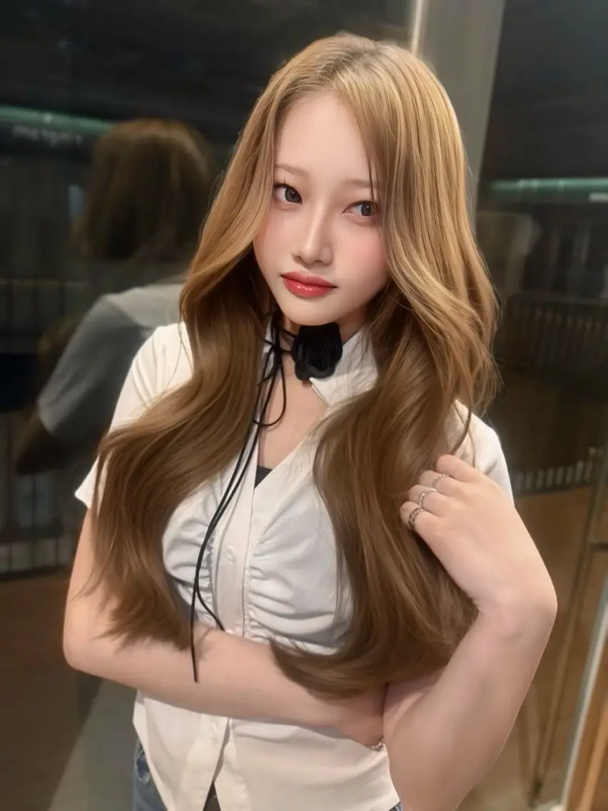 ロング カラー ヘアアレンジ ヨシンモリ 韓国風ヘア Kd /名古屋カラーモデルのヘアスタイル