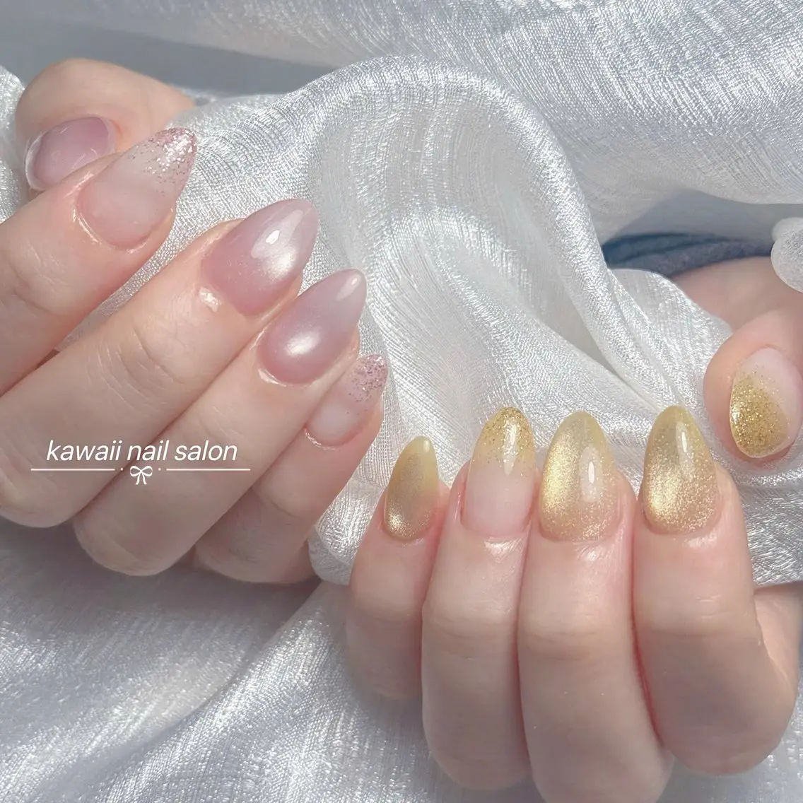ネイル ドット フレンチネイル 韓国ネイル マグネットネイル オフィスネイル Kawaii Nail Salonのネイルデザイン