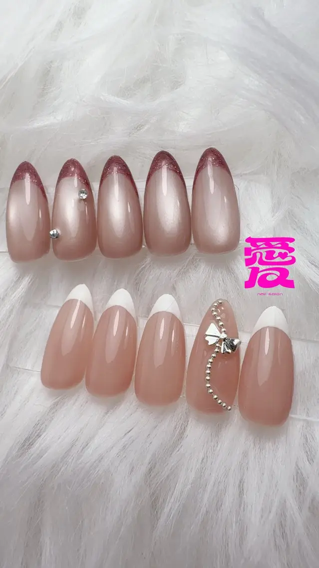 ネイル 長さ出し フラッシュネイル フレンチネイル ジェルネイル 韓国ネイル ハンドネイル 愛 nailsalonのネイルデザイン