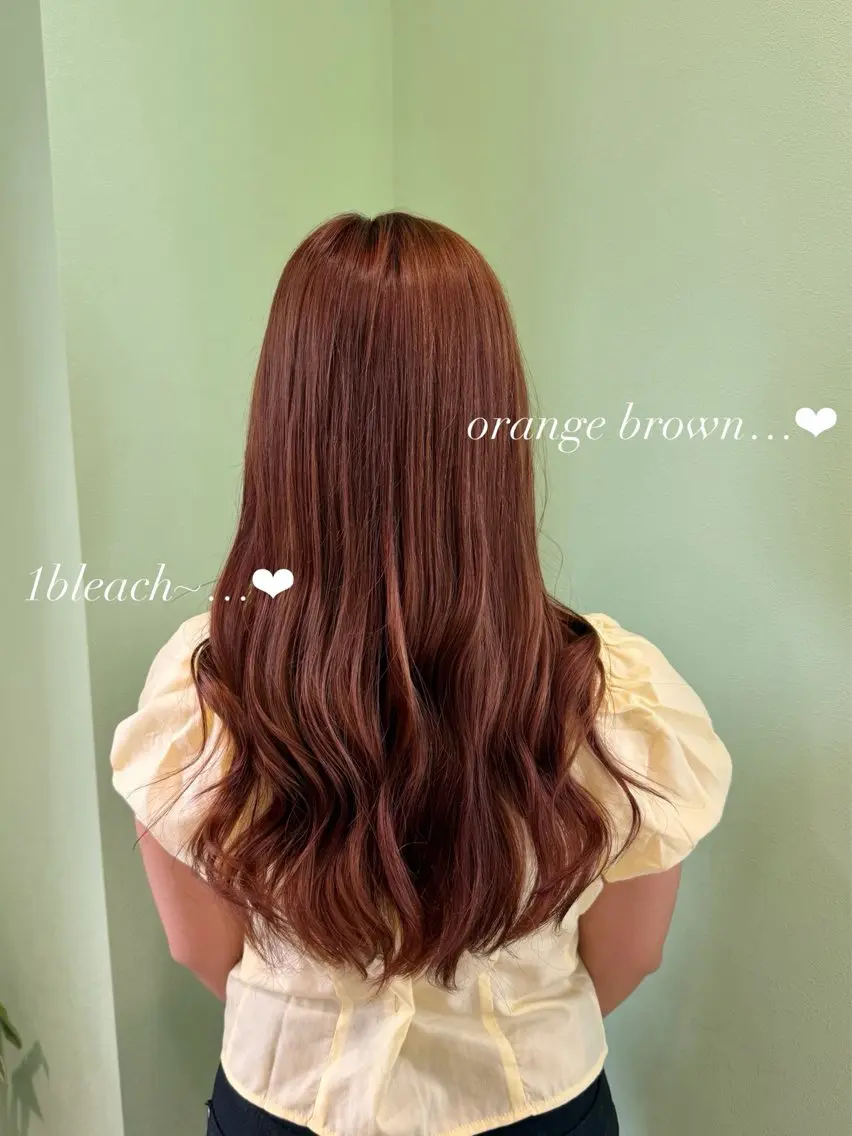 ロング カラー ブラウンカラー オレンジ オレンジブラウン ヘアカラー エクステ🎀 暖色カラー🎀amiのヘアスタイル