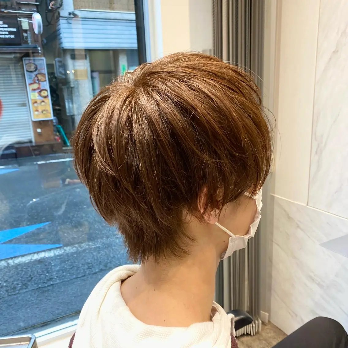 ショート カラー ブリーチ ブリーチなしカラー オレンジ ウルフカット 増子 祐太朗のヘアスタイル