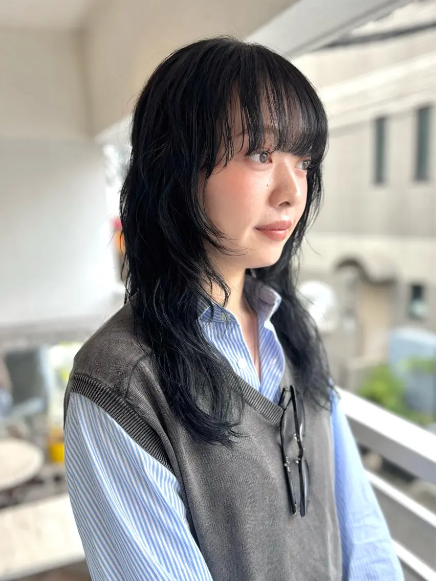 セミロング カラー パーマ カット ヘアカラー パーマ 髪質改善/ヘアケア coiiはしもとはなのヘアスタイル