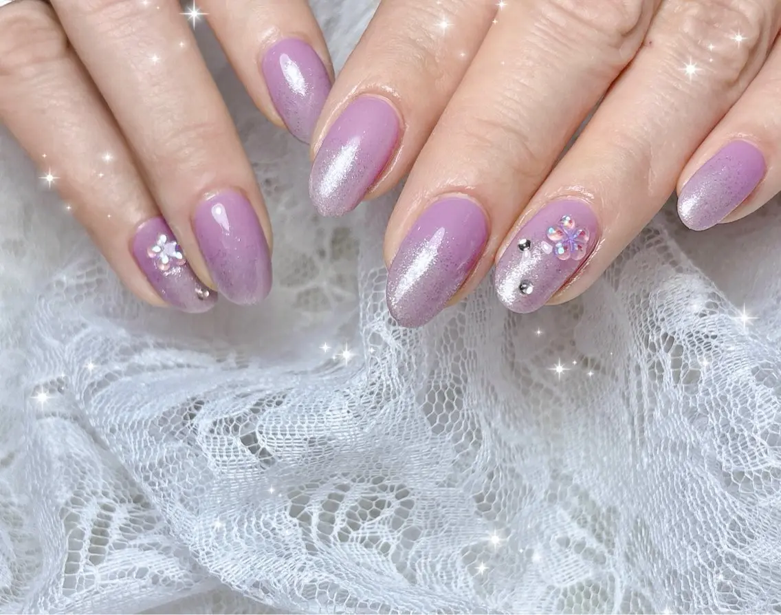 ネイル グラデーション ラメ(グリッター) ラメグラデーション ハンドネイル FLARE NAIL フレアネイルのネイルデザイン