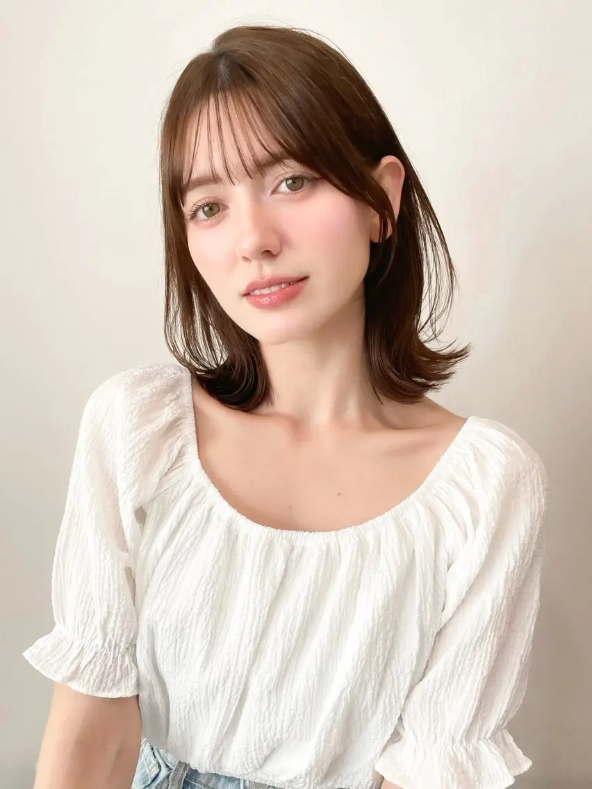 ミディアム カラー バレイヤージュ ベージュカラー ブリーチ ケアブリーチ ダブルカラー ミディアム/顔周り/ ベージュ🌼mayuのヘアスタイル