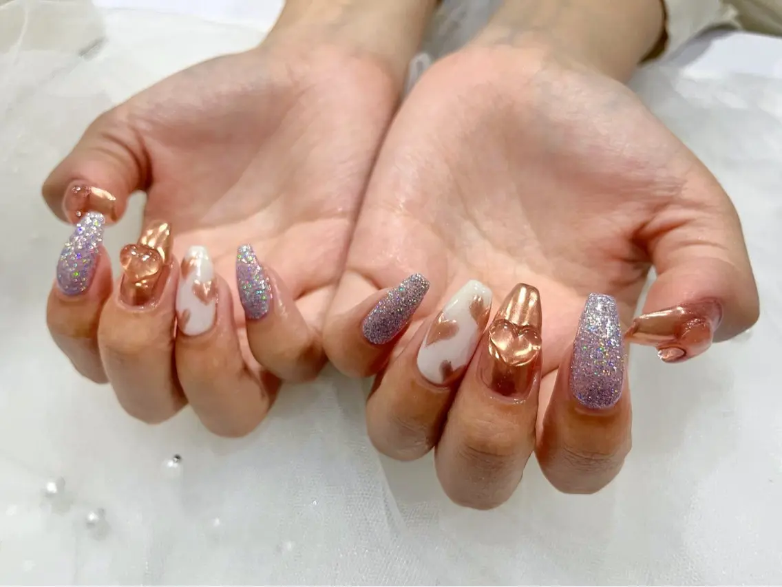 ネイル ラメ(グリッター) ワンカラーネイル ピンク Nail salon Cielel⟡Ayaのネイルデザイン