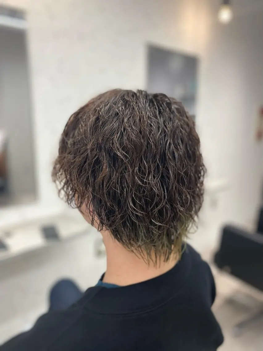 ショート パーマ メンズ 切りっぱなしボブ メンズパーマ ボブ 髪質改善 外ハネヘア パーマ ✨髪質改善&ボブ✨ 近藤 凌のヘアスタイル