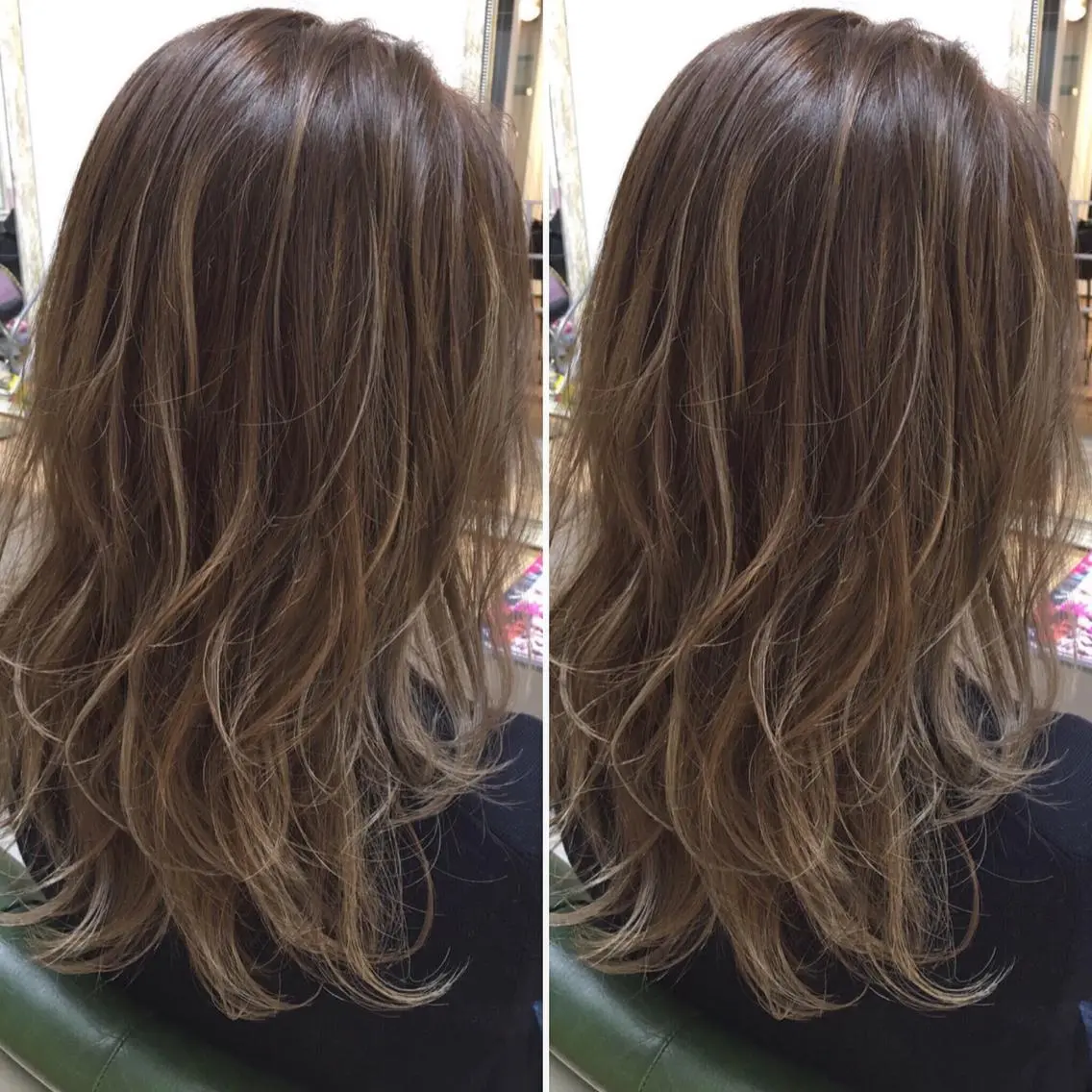 セミロング カラー ヘアアレンジ ブリーチ ケアブリーチ ダブルカラー ハイライトカラー ハイライト Merci メルシー 福岡、今泉のヘアスタイル