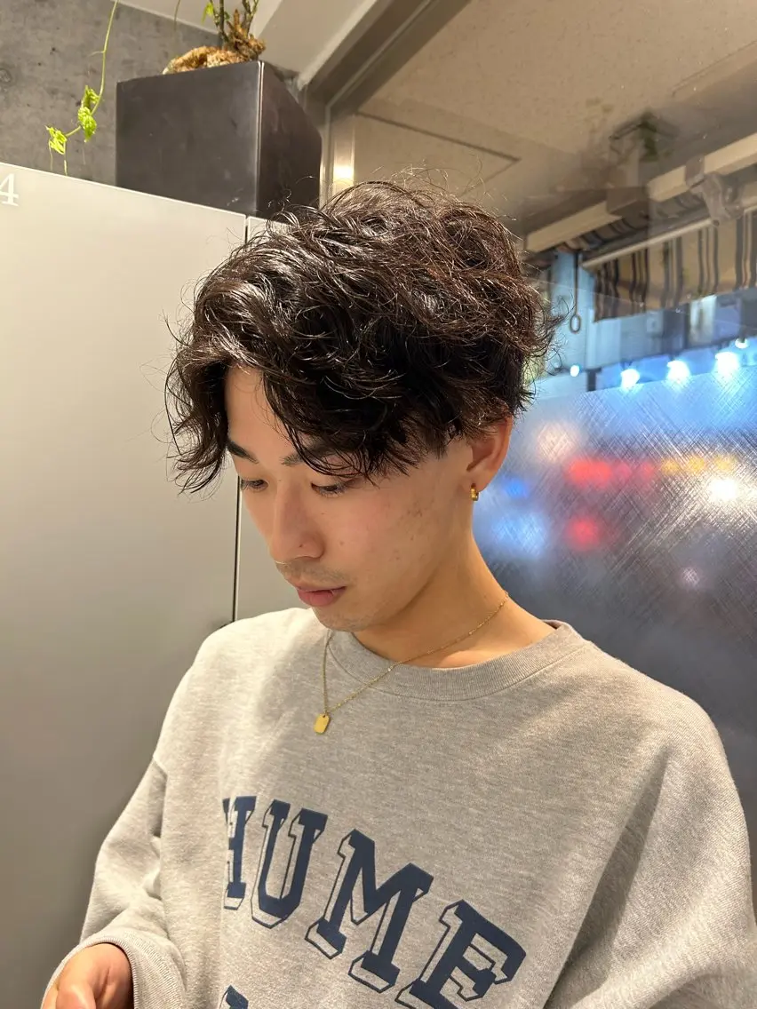 ショート パーマ メンズ カット パーマ メンズ得意です💥 ハユカといいます❗️のヘアスタイル
