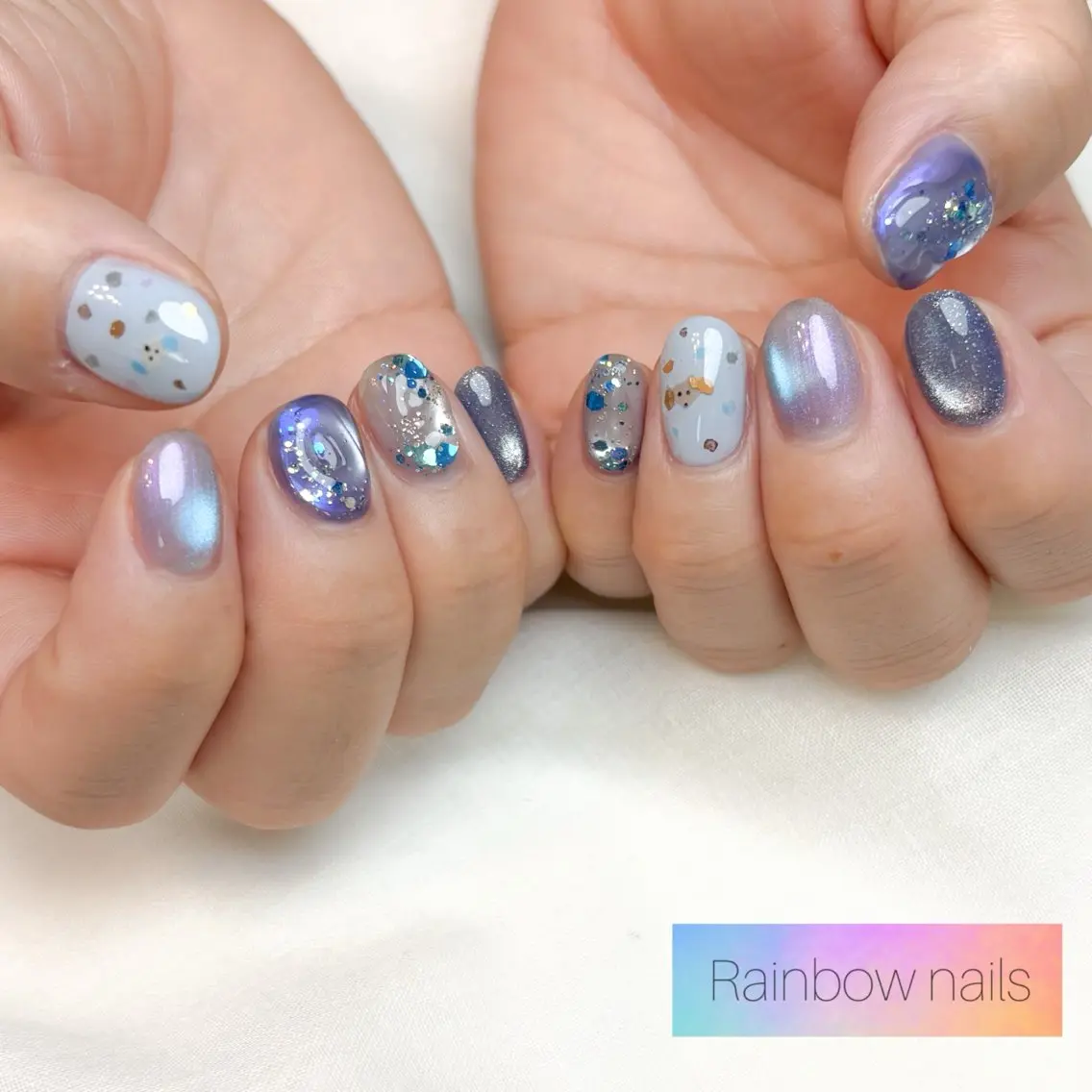 ネイル ハンドネイル Rainbow nailsくろちゃんのネイルデザイン