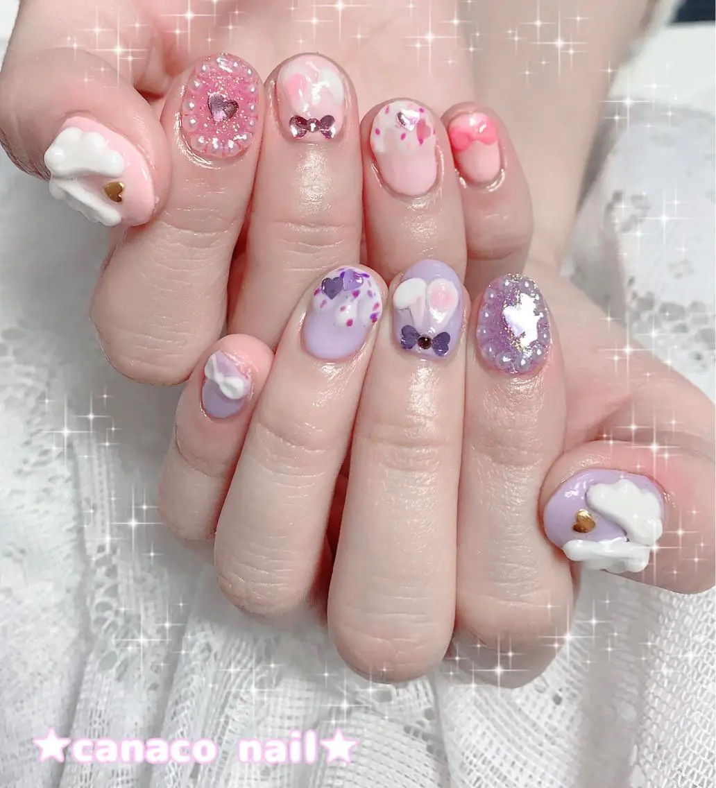 ネイル アートネイル ジェルネイル ガーリー パラジェル ピンク ハンドネイル ハンドケア ベテランネイル cnc nailのネイルデザイン