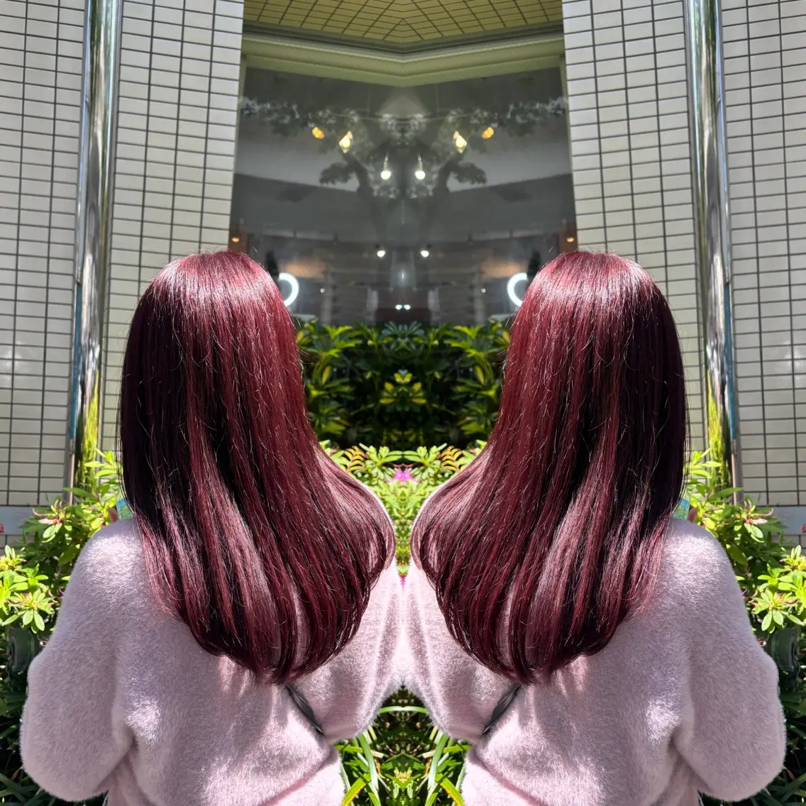 ミディアム カラー カット ヘアカラー トリートメント 💎ハイトーン/艶 カラー モエカ💎のヘアスタイル