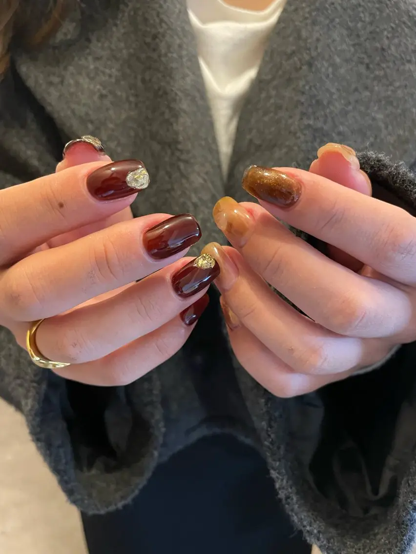 ネイル ボルドー ハンドネイル roof nailのネイルデザイン