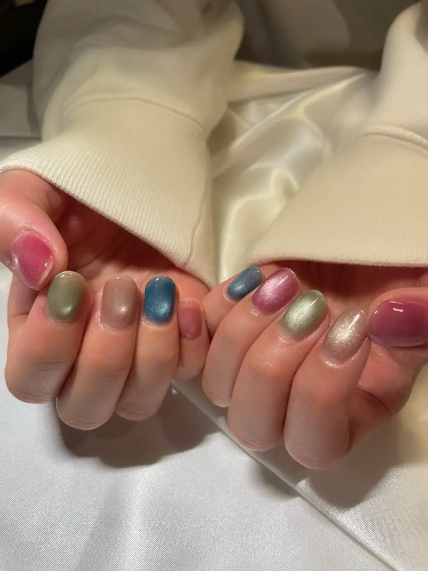 ネイル マグネットネイル マグネットワンカラー ワンカラーネイル ハンドネイル ROPE nail ロペネイルのネイルデザイン