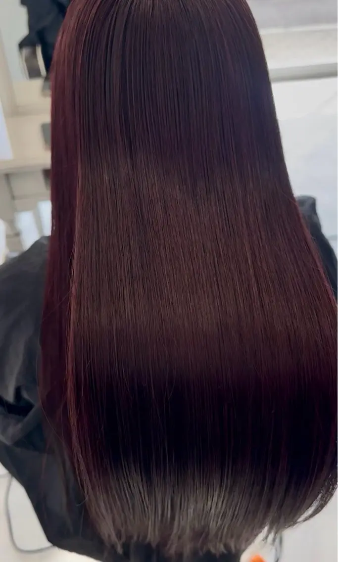 ロング カラー ブリーチ ダブルカラー ブリーチなしカラー レッドカラー ヘアカラー 💘韓国カラー💘 クルミのヘアスタイル