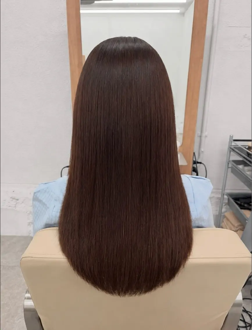 セミロング カラー パーマ ストレートパーマ 縮毛矯正 縮毛矯正 / 透明感カラー首藤大翔のヘアスタイル